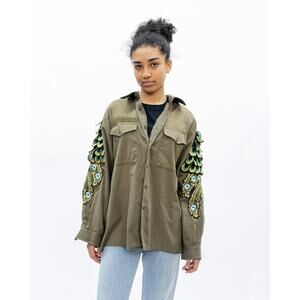 RAGYARD Peacock Patch Military Shirt, Size S